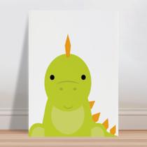Placa decorativa infantil desenho dinossauro verde e laranja