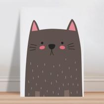 Placa decorativa infantil desenho gato marrom e rosa