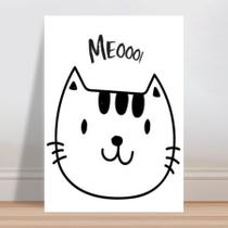 Placa decorativa infantil desenho gato pb