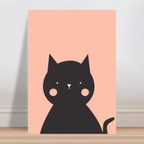 Placa decorativa infantil desenho gato preto e rosa