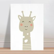 Placa decorativa infantil desenho girafa cinza