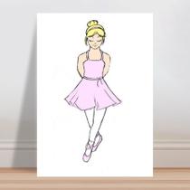 Placa decorativa infantil desenho Menina bailarina loira