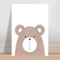 Placa decorativa infantil desenho urso marrom orelha branca