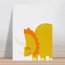 Placa decorativa infantil dinossauro amarelo bochecha rosa