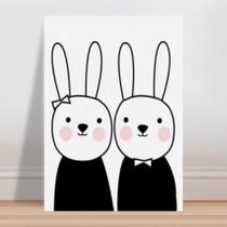 Placa decorativa infantil e menino coelhos
