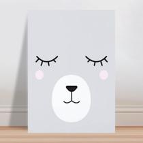 Placa decorativa infantil face urso cinza