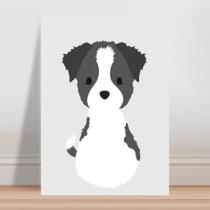 Placa decorativa infantil filhote cachorro preto e branco