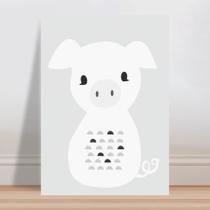 Placa decorativa infantil filhote porco branco