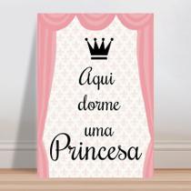 Placa decorativa infantil frase Aqui dorme uma princesa