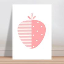 Placa decorativa infantil fruta morango rosa