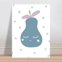 Placa decorativa infantil Fruta Pera Azul