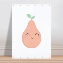 Placa decorativa infantil fruta rosa pera