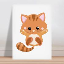 Placa decorativa infantil gatinho marrom