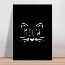 Placa decorativa infantil gato branco fundo preto