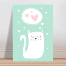 Placa decorativa infantil gato corações