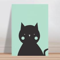 Placa decorativa infantil gato verde e preto