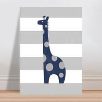 Placa decorativa infantil girafa azul escuro bolas cinza