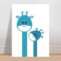 Placa decorativa infantil girafas azul