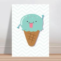 Placa decorativa infantil happy ice cream quarto de menina - Wallkids