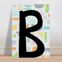Placa decorativa infantil inicial B preto alfabeto abc - Wallkids