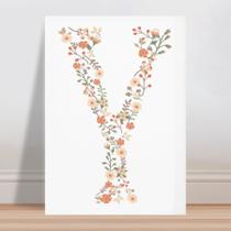 Placa decorativa infantil letra Y floral flores - Wallkids