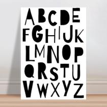 Placa decorativa infantil letras alfabeto abc preto e branco