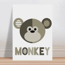 Placa decorativa infantil macaco marrom cinza animal