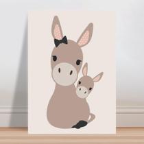 Placa decorativa infantil mamãe e filhote burro