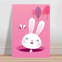 Placa decorativa infantil menina coelho branco