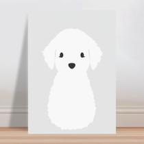 Placa decorativa infantil menina filhote cachorro branco