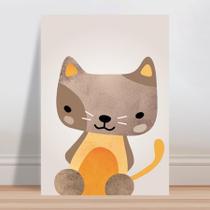Placa decorativa infantil menina gatinho marrom