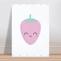 Placa decorativa infantil morango rosa