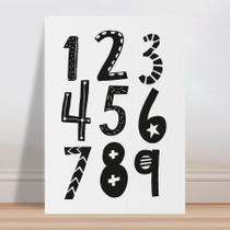 Placa decorativa infantil Números bonitos preto e branco