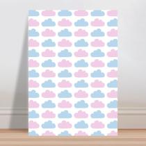 Placa decorativa infantil nuvens rosa e azul