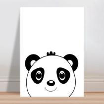 Placa decorativa infantil Panda Desenho Preto e Branco