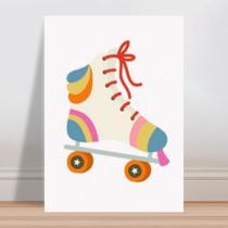 Placa decorativa infantil patins colorido