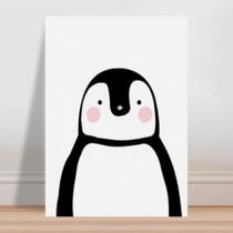 Placa decorativa infantil pinguim peito branco