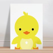 Placa decorativa infantil pintinho amarelo fundo branco