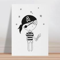 Placa decorativa infantil pirata preto e branco