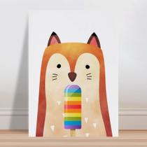 Placa decorativa infantil raposa picolé colorido - Wallkids