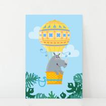 Placa Decorativa Infantil Rinoceronte e Balão 30x40cm Placa Decorativa Infantil Rinoceronte e Balão 30x40cm