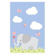 Placa Decorativa Infantil Safari Menina Elefante 30x40cm