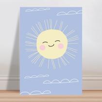Placa decorativa infantil sol céu azul