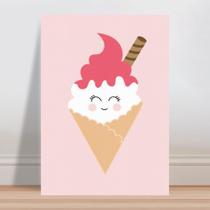 Placa decorativa infantil sorvete de casquinha