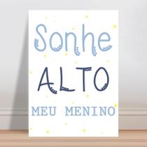 Placa decorativa infantil texto sonhe alto