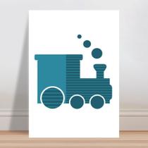 Placa decorativa infantil trem fumaça transporte