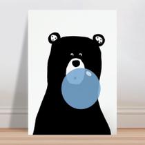 Placa decorativa infantil Urso Bola Chiclete Azul