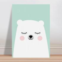 Placa decorativa infantil urso branco fundo azul