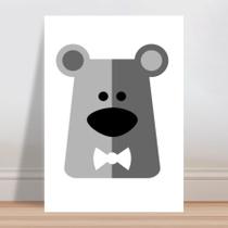Placa decorativa infantil urso cinza gravata borboleta