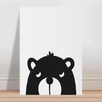 Placa decorativa infantil urso Floresta Preto e Branco